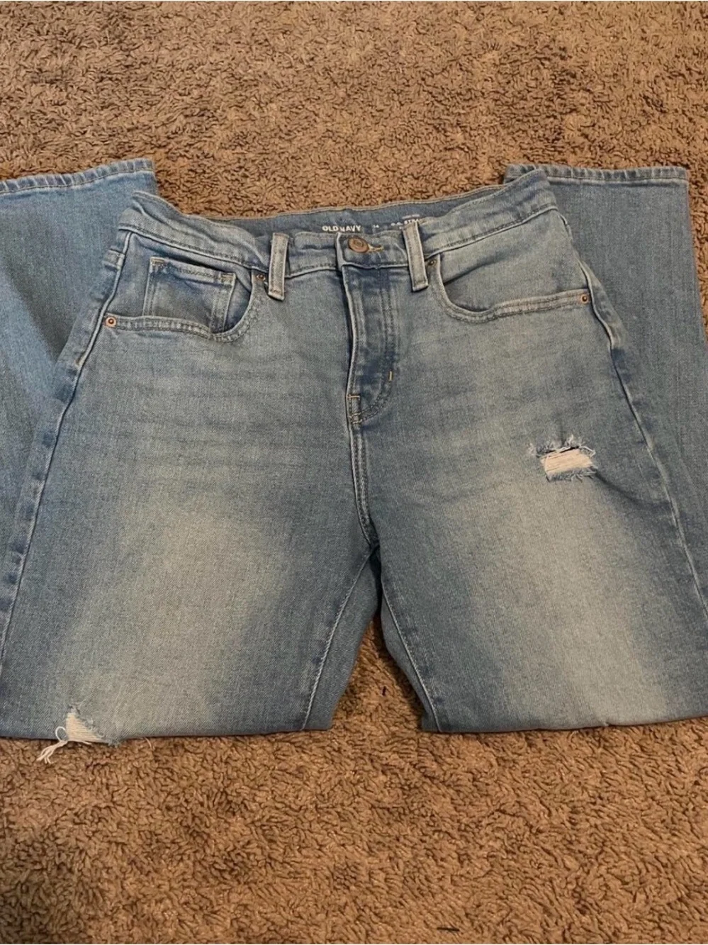 Old Navy Light Blue Distressed OG Straight Jeans